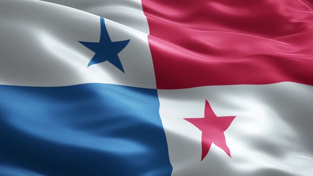 Panama Flag Seamless Loop Animation with Stars, Football Background Waving Cloth