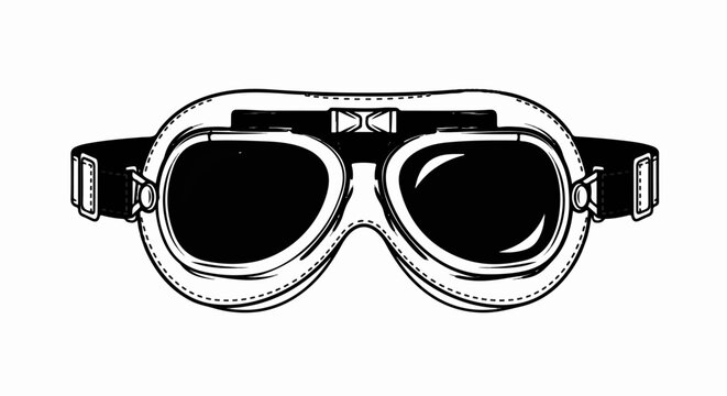 Vintage aviator goggles with black lenses and adjustable strap
