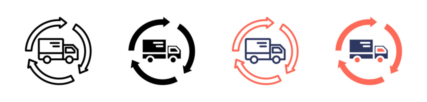 Reverse Logistics icon set multiple style collection
