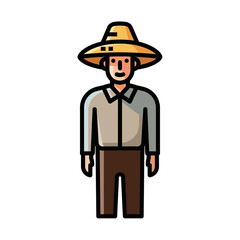 Fototapeta premium Farmer Icon Wearing Straw Hat