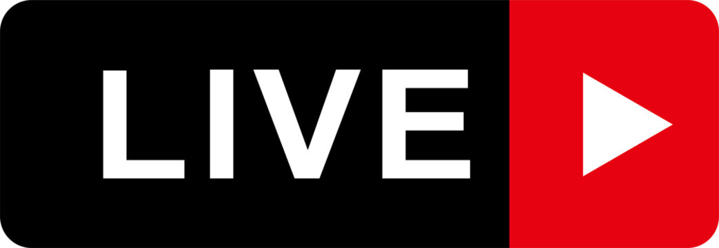 A live broadcast indicator with a play button overlay isolated on transparent background