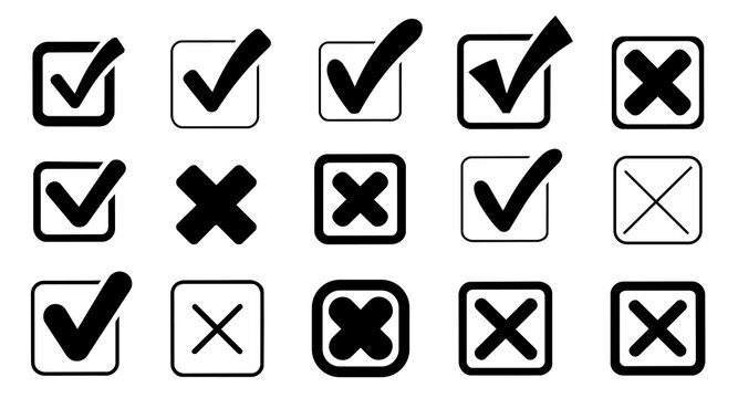 Variety black checkmark, crossmark symbol design