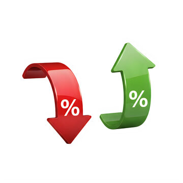 Percentage increase and decrease arrows with red and green color contrast