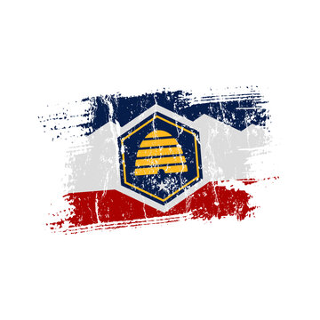 Utah flag with grunge effect - vector illustration