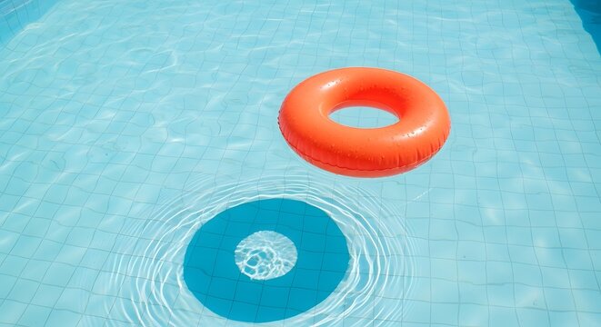Inflatable pool toys floating on water.