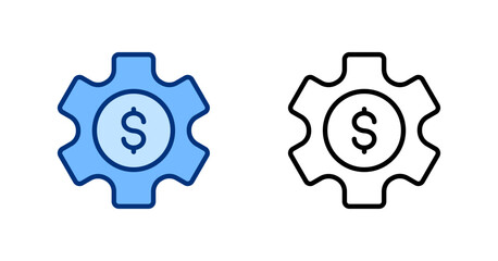 Obraz premium Money Settings thin line, solid icon set. Fintech, Financial Technology, Digital Mobile Banking, Finance, Dollar, concept. Blue, black outline vector icons.