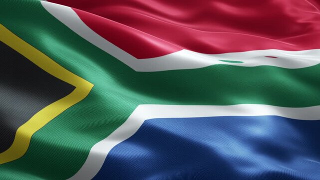 South Africa Flag Loop Animation, Soccer Championship Background, Seamless Waving Fabric