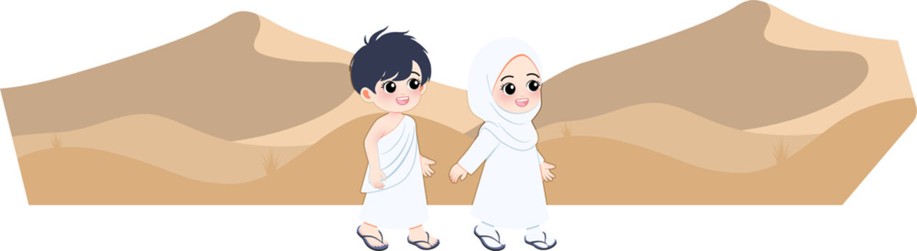 muslim kids running in safa and marwah while hajj
