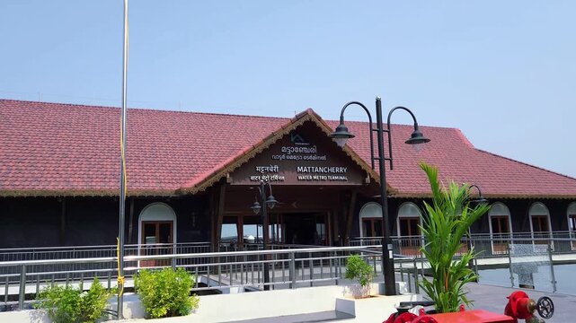 The Mattancherry Water Metro Terminal in Kochi, Kerala, is part of the Kochi Water Metro project to improve island connectivity. Its design reflects local heritage and maritime character.