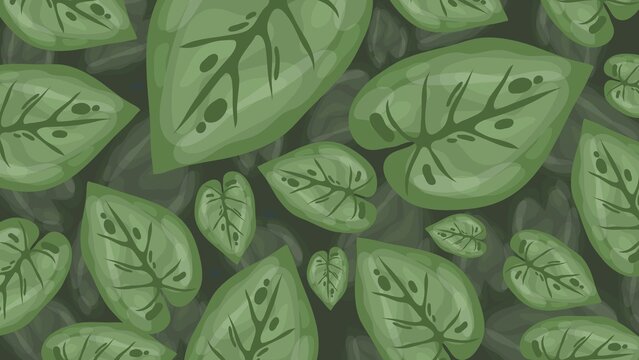 Green Illustrated Nature Pattern Desktop Wallpaper