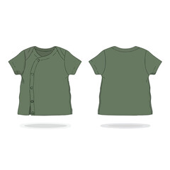 Naklejka premium Baby T-Shirt Flat Sketch in Olive Green