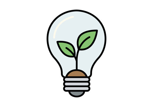 Bombilla con una planta creciendo en su interior que representa la energ&iacute;a renovable y el pensamiento ecol&oacute;gico