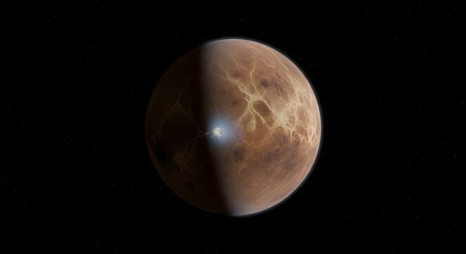 Detailed view of Mars planet in deep space with natural surface texture and reddish-brown hues
