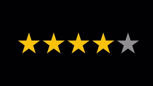 five star rating give feedback. animation on alpha chanel 4k video