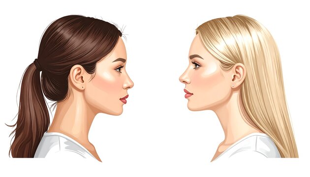 Two women facing each other