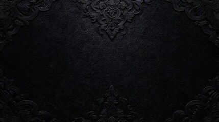 黒いレザー調の装飾フレーム背景（クラシック・高級・アンティークデザイン）