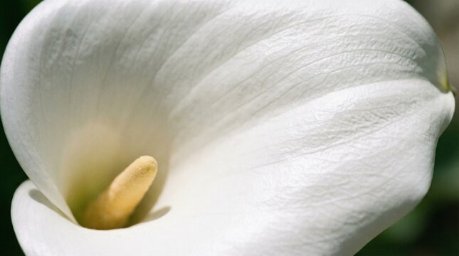 Extreme close-up of calla lily smooth spathe texture with subtle vein patterns.