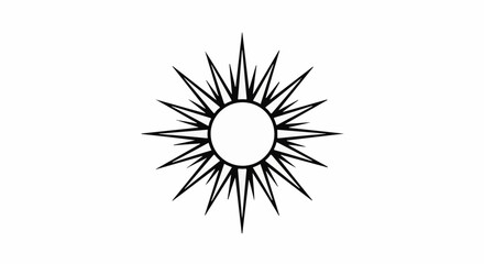 Fototapeta premium Black stylized sunburst graphic against a white background