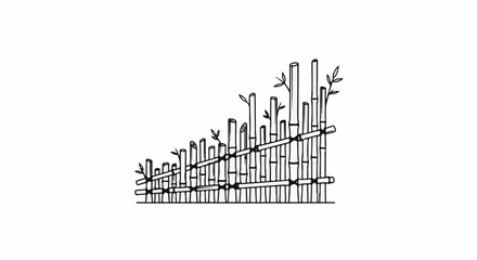 Obraz premium Artistic sketch of a rising fence made of bamboo stalks