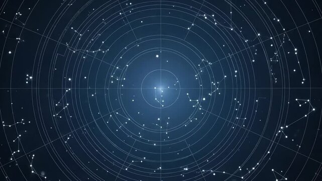 Abstract digital animation of stars and constellations in deep blue space