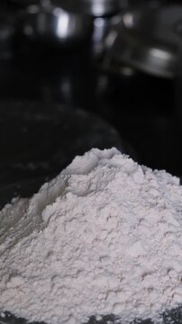 Close up of a pile of fresh white wheat flour