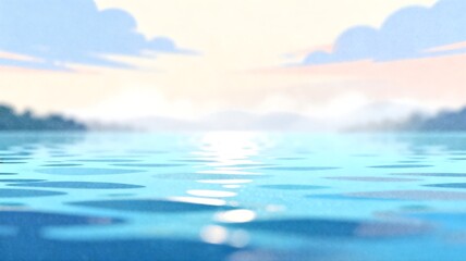 Obraz premium Serene Sunset Over Calm Water Surface