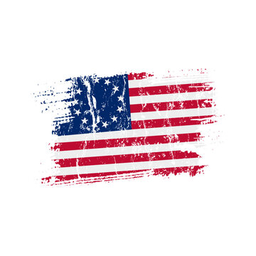 Betsy Ross flag with grunge effect - vector illustration