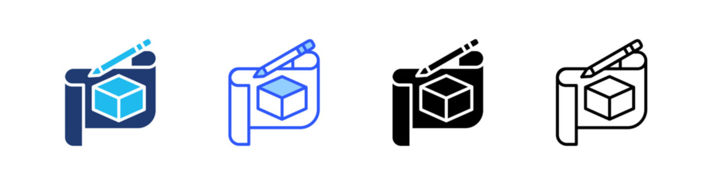 Modeling Multiple Style Icon Set Collection Pack Web Banner Vector 