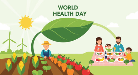 Fototapeta premium Sustainable farming and healthy family nutrition for World Health Day