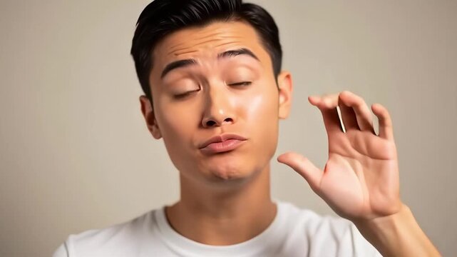 Young Asian Man Expressing Shock and Surprise with Wide Eyes and Open Mouth.