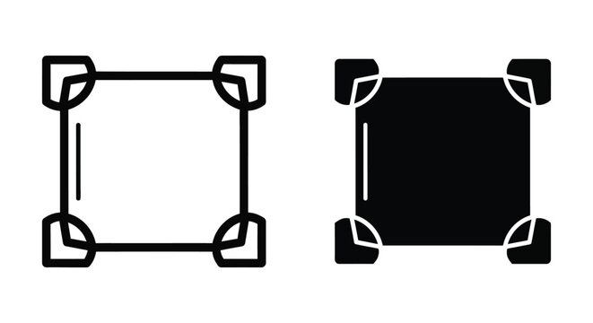 Set of square frame icons with rounded corners and border design elements for photo or image cropping