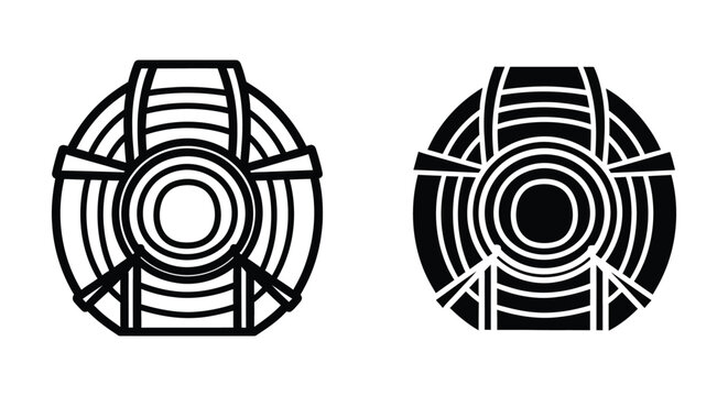 Abstract geometric circular logo design, stylized round emblem with concentric rings and radial segments