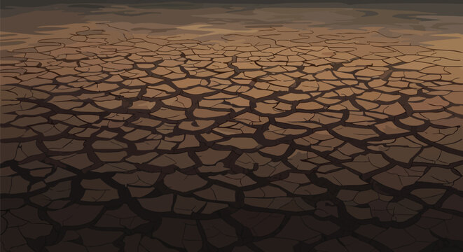 Arid Cracked Earth Surface Texture Representing Drought and Climate Change