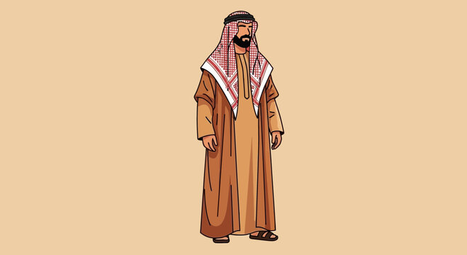 Man in traditional Arabic clothing, illustration