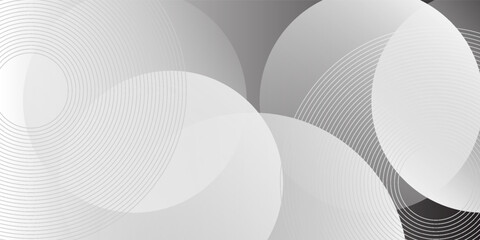 Abstract monochrome background with overlapping circles and thin line patterns © Agungpratama