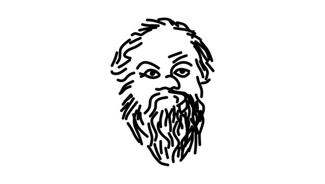 Portrait of Socrates, black isolated silhouette
