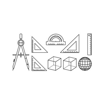 A collection of geometric shapes and drawing tools