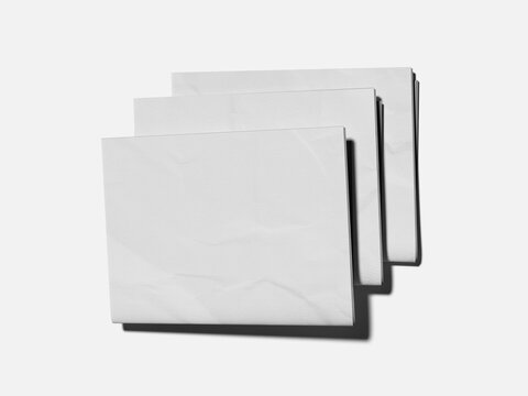 Three Folded Blank Newspaper Mockup 3D Rendering