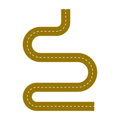 Fototapeta premium A winding road graphic illustration with dashed white lines on a white background