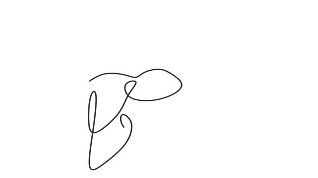 Animated self drawing of continuous line draw of   Muscular Arm Line Art Strength and Fitness Full length one line animation. 4K	
