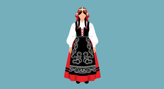 Woman in Traditional Norwegian Folk Costume