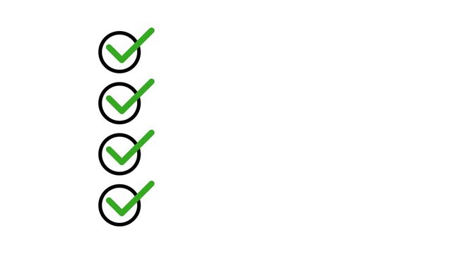 Checklist animation with green check marks appearing in sequence simple approval process loop minimal clean interface concept for task completion progress tracking productivity workflow ui