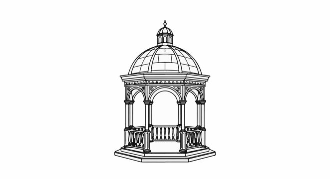 Ornate classical gazebo with dome and decorative balustrade
