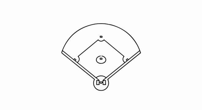 Simple line drawing of a baseball field, viewed from above