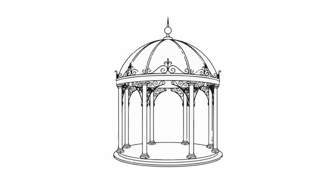 Ornate dome-shaped structure with classical columns and decorative ironwork