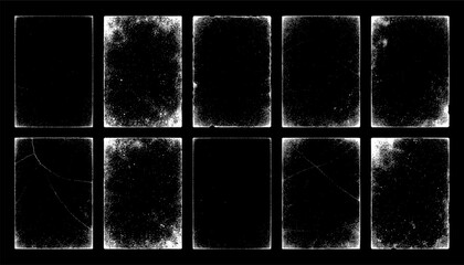 Grunge frame with overlay texture. Old dirty concrete background with cracks and scratches. Distressed grainy surface. Vintage urban backdrop. Scraped and stained design element. Vector illustration