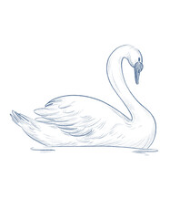 Line art blue swan bird © yuliia lashevska
