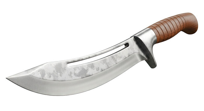 Curved Survival Knife with Wood Handle