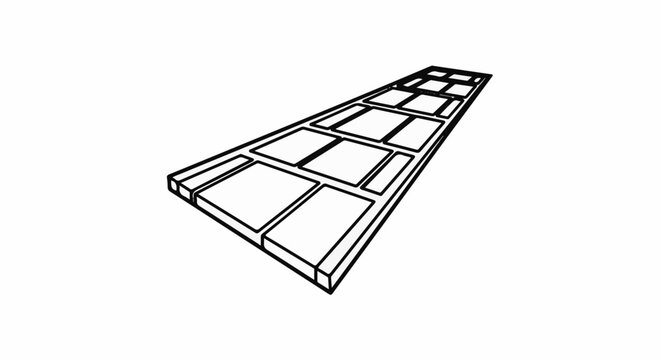Perspective view of a rectangular pathway divided into rectangular sections