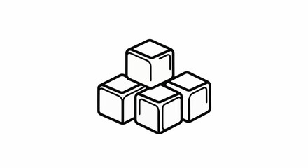 Obraz premium Stack of four ice cubes in a simple line art style